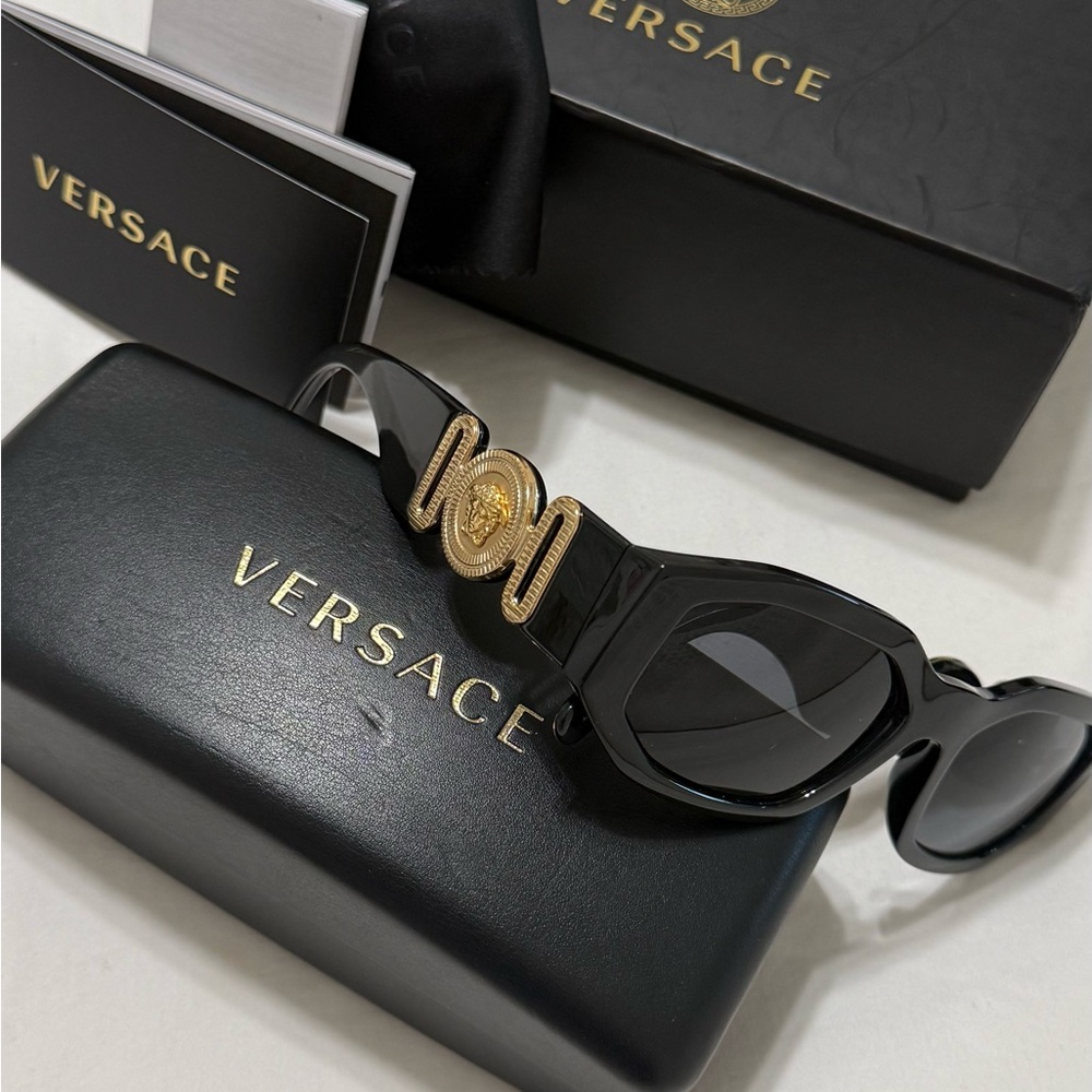 Versace Sunglasses with Black Frame and Gold Detailing